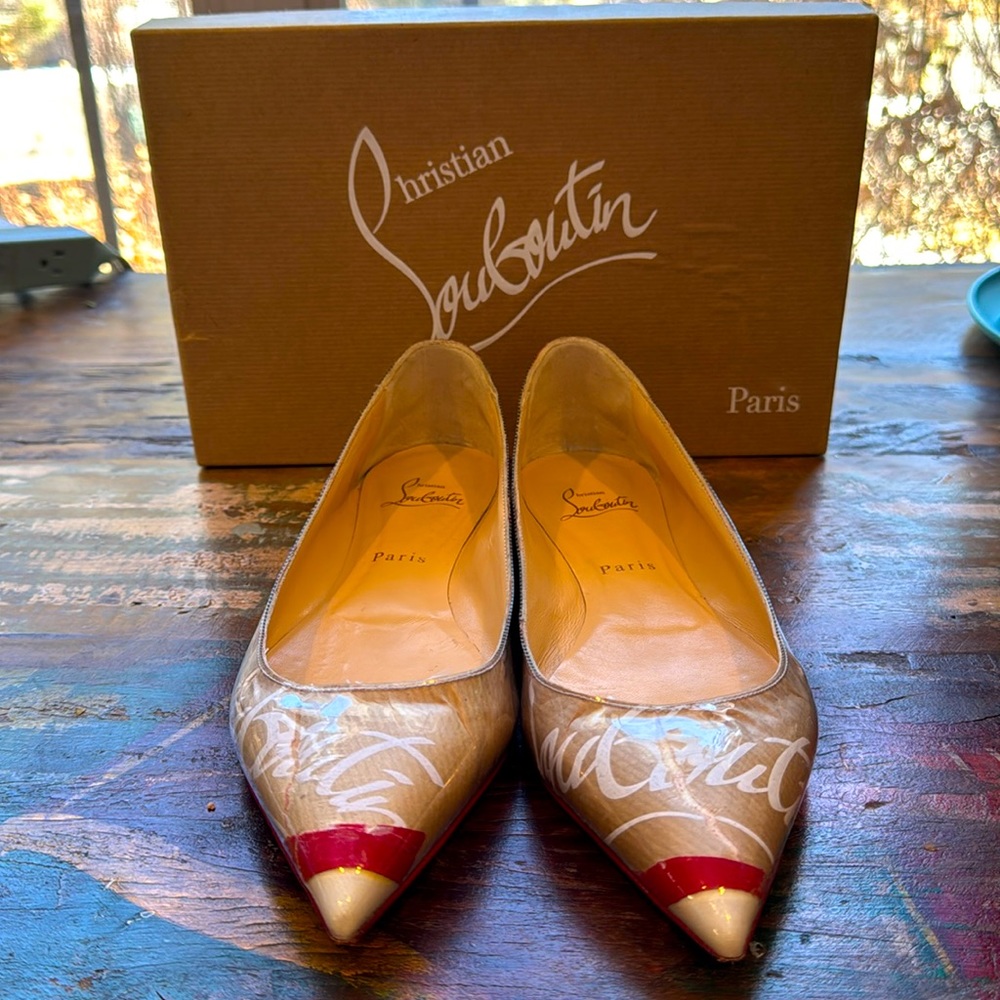 Christian Louboutin Ballalla Flat in PVC Loubi Kraft Size 39.5
